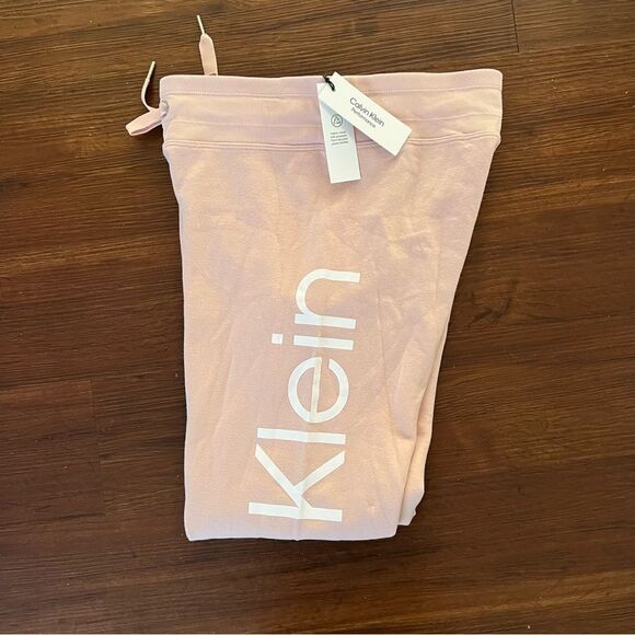 CK Sweatpants Performance Pink/White Logo Slim Crop Joggers Sz S new!🏷 - Picture 11 of 12